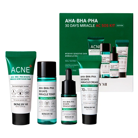 SOME BY MI AHA BHA PHA 30 DAYS MIRACLE AC SOS KIT SET (30ml + 30ml + 20gr + 10ml)