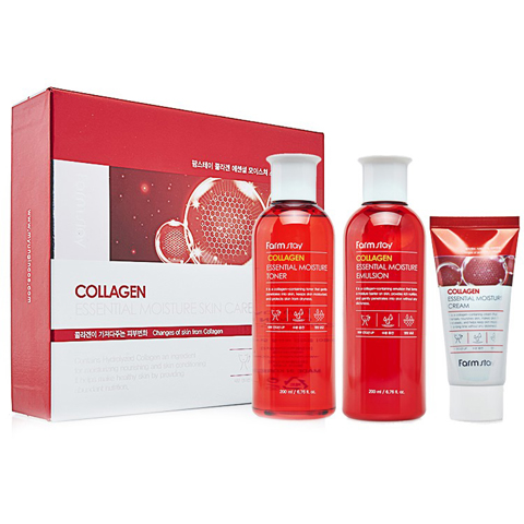 FARM STAY COLLAGEN ESSENTIAL MOISTURE SKIN CARE 3 SET (200ml + 200ml + 50ml)
