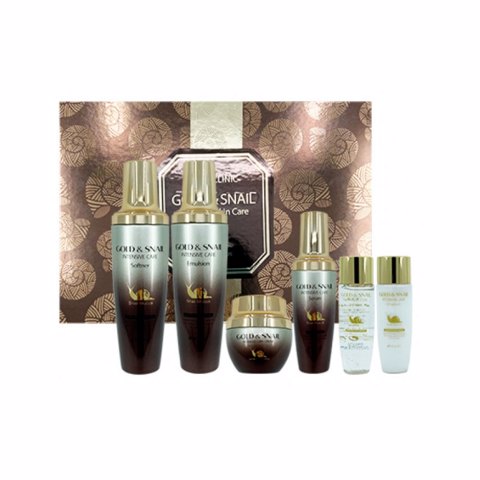 3W CLINIC GOLD & SNAIL INTENSIVE SKIN CARE SET-1PACK (4 ITEMS) (130ml + 130ml + 50ml + 55gr)