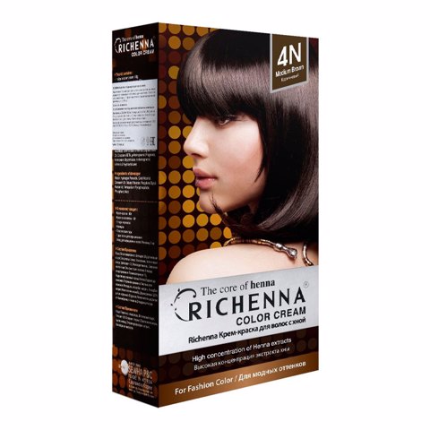 RICHENNA COLOR CREAM (HENNA) 4N #BROWN (60ml+60ml)