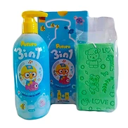 PORORO 3 IN 1 HAIR+BODY WASH + BATH SPONGE (400ml + 1EA)