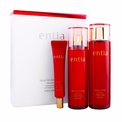 COREANA ENTIA AGING CUT SKIN CARE SET POMEGRANATE & RED FLOWER COMPLEX (175ml + 130ml + 130ml)