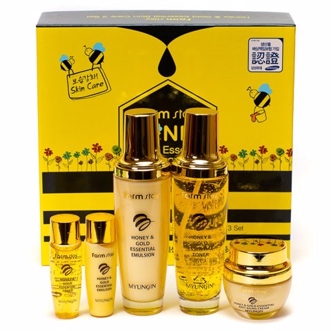 [SALE] FARM STAY HONEY & GOLD ESSENTIAL SKIN CARE 3 SET + MINIATURES (130ml + 130ml + 30ml) [EXP 11/2025]