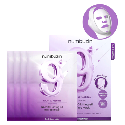 NUMBUZIN NO.9 NAD BIO LIFTING FULL COVER FACIAL MASK (4ea + 1 Fabric Lifting Band)