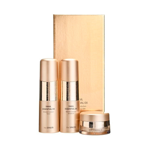 [SALE] THE SAEM SNAIL ESSENTIAL EX WRINKLE SOLUTION SKIN CARE 2 SET (150ml + 150ml + 31ml)
