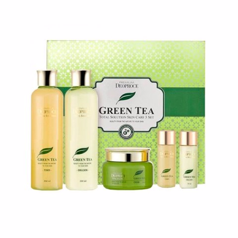 [SALE] 1026A PREMIUM DEOPROCE GREEN TEA TOTAL SOLUTION SKIN CARE 3 SET + MINIATURES (150ml + 150ml + 60ml)