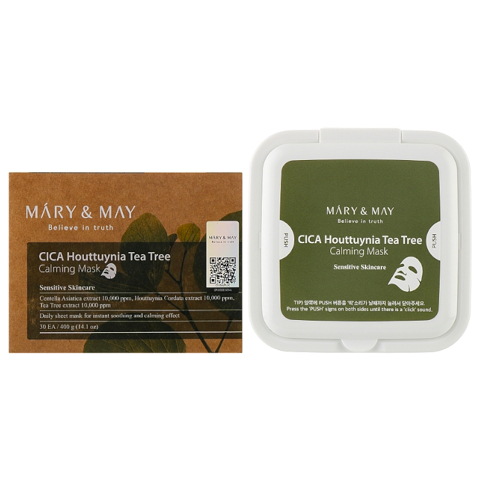 MARY&MAY CICA HOUTTUYNIA TEA TREE CALMING MASK (30 sheets)