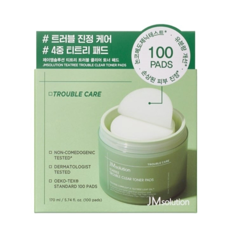 JM SOLUTION TEATREE TROUBLE CLEAR TONER PADS (100 pads)