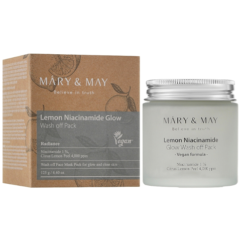 MARY&MAY VEGAN LEMON NIACINAMIDE GLOW WASH OFF PACK (125gr)