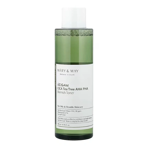 MARY&MAY VEGAN CICA TEA TREE AHA PHA BLEMISH TONER (200ml)