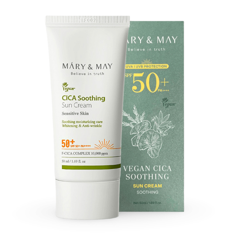 MARY&MAY VEGAN CICA SOOTHING SUN CREAM SPF50+ PA++++ (50ml)