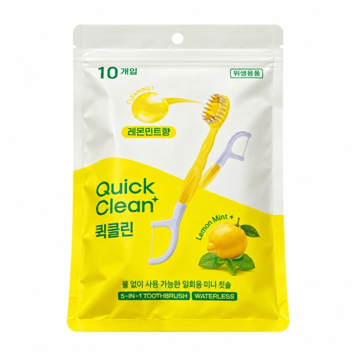 HR MEDICAL QUICK CLEAN 5-IN-1 TOOTHBRUSH LEMON MINT (10ea)