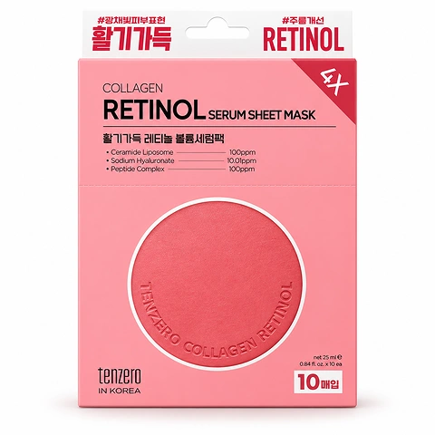 TENZERO 4X COLLAGEN RETINOL SERUM SHEET MASK (25ml×10ea)